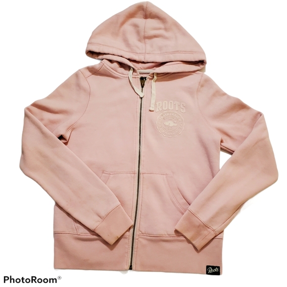 Roots Outfitters pink zip up hoodie size medium